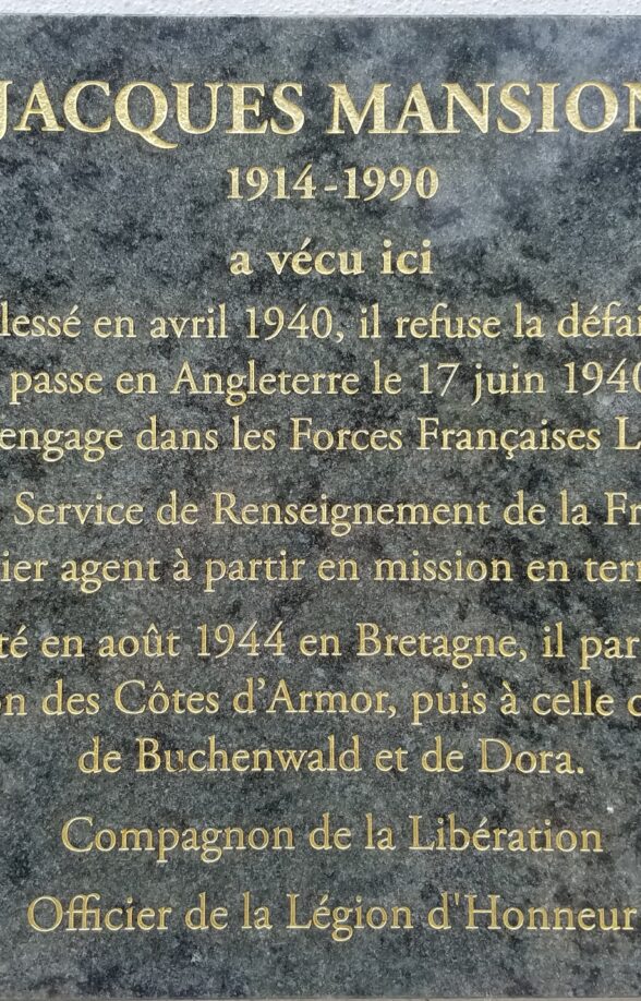 Plaque commémorative de Jacques Mansion
